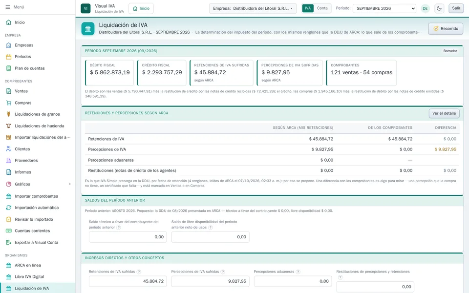La liquidación de IVA del período
