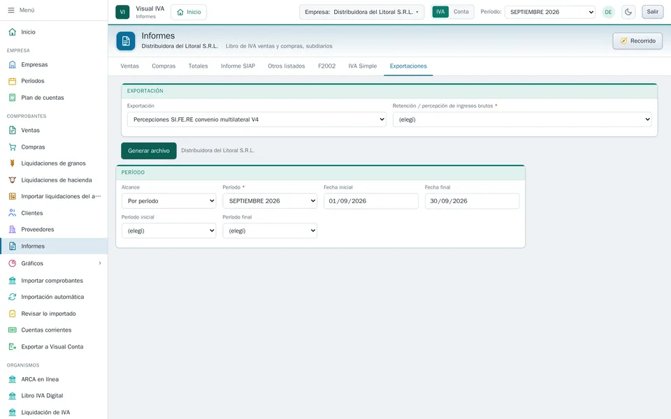 Exportaciones de ingresos brutos