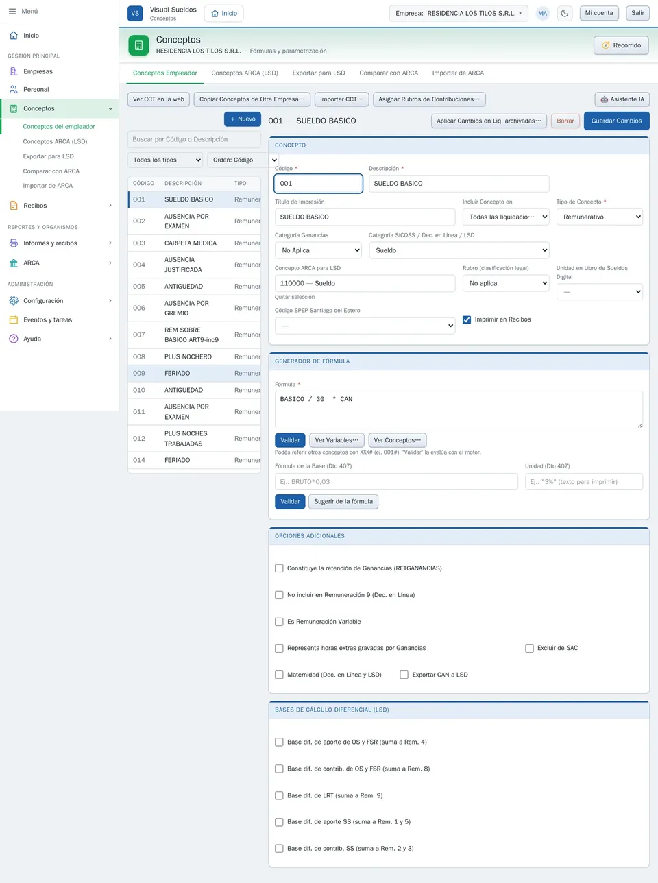 La ficha del concepto y su fórmula