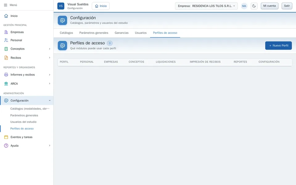 Perfiles de acceso