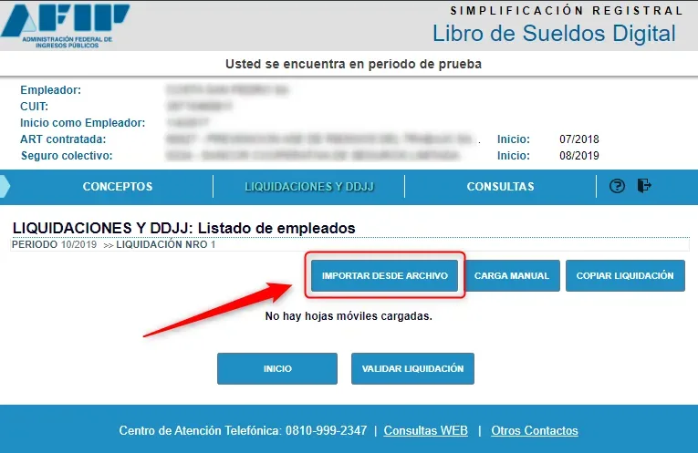 ARCA: importación desde archivo