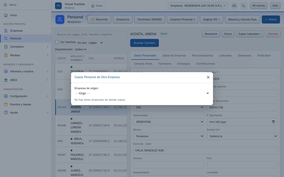 Copiar Personal de Otra Empresa