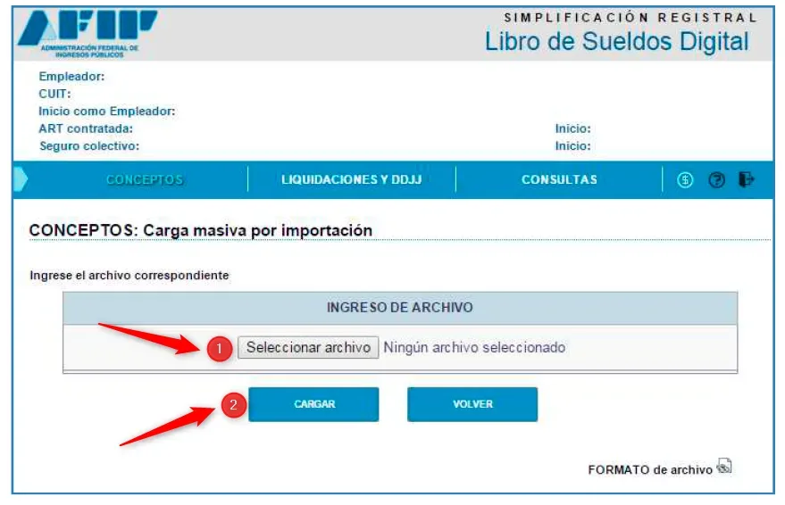 ARCA: el archivo importado