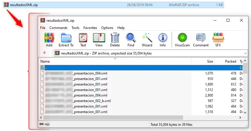 El zip con los XML